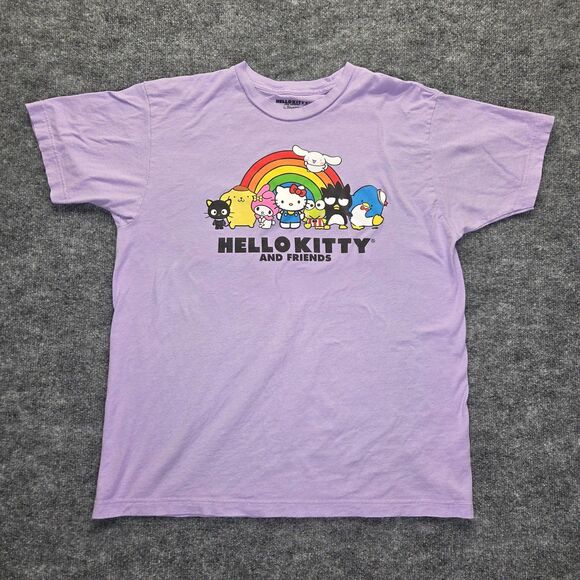 Hello Kitty And Friends Shirt Large Sanrio Bioworld Rainbow Graphic Tee Cotton - Picture 1 of 7